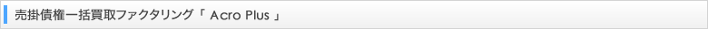 売掛債権一括買取ファクタリング「Acro Plus」